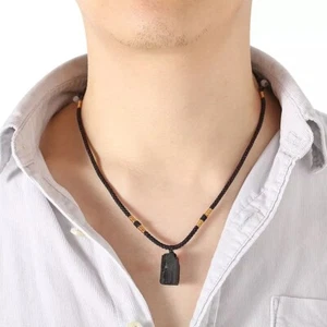 Black Tourmaline Irregular Pendant Healing Protection Men Women Necklace Gifts - Picture 1 of 9