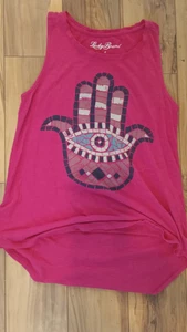 Lucky Brand magenta Tank Top Shirt Womens Size Small Hamsa hand Good Luck Karma - Picture 1 of 2