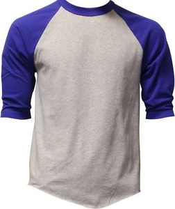 Mens Raglan 3/4 Baseball T Shirt 3/4 Sleeve TwoTone Tee Jersey Team Sport Cotton - Picture 1 of 15