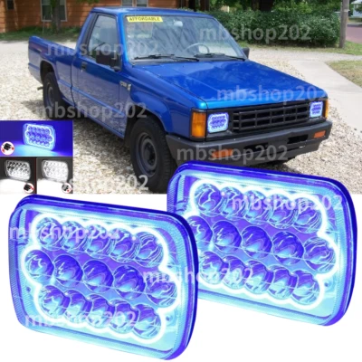 Fit Dodge Ram 50 1987 1988 1989 1990 1991 1992 1993 7X6" LED Headlight blue halo - Image 1 of 4