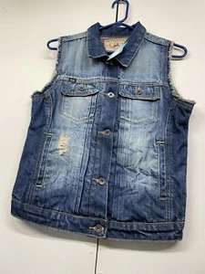 Cult of Individuality Denim Distressed Vest Womens Sz L - Picture 1 of 7