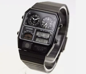 CITIZEN ANA-DIGI TEMP JG2105-93E Black Men's Watch black Bracelet JAPAN Fedex - Picture 1 of 19