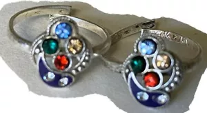 925 Sterling Silver Toe Ring Pair Indian Bichiya Pair ADJUSTABLE Blue Green NEW - Bild 1 von 12