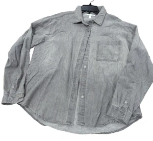 Camisa de mezclilla 7 for all humanity para hombre M negra cambray con botones con bolsillo - Imagen 1 de 8