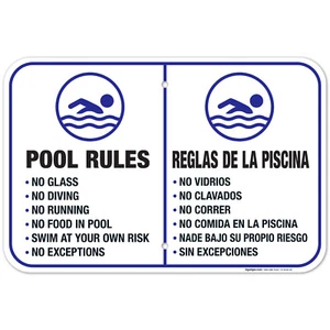 Pool Rules Sign Bilingual, English Spanish, - Picture 1 of 78