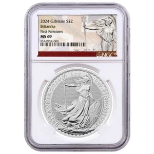 2024 U.K. 2 Pound Silver Britannia .999 1 oz NGC MS69 FR Britannia Label - Picture 1 of 2