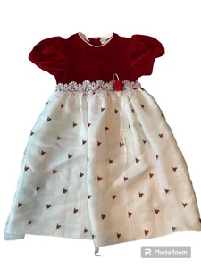 Rare Too! Dress Girls 6X Red Velvet White Tulle Holiday Party Special Occasion - Picture 1 of 7