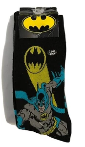 Men’s Calf Socks Set Of 2 - 1 Batman + 1 Grey with Black Toes & Cuffs New - Picture 1 of 3