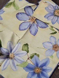 3pc TerriSol Wildflower Cloth Napkins Blue Yellow 17x17 Cotton Made in Brazil - Picture 1 of 5