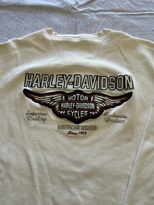 Harley-Davidson Long Sleeve Waffle-Knit Henley Shirt Cream Embroidered Medium - Изображение 1 из 4