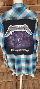 Metallica Rockband Logo auf upcyceltem Flanell.  Maßgeschneidert für SIE!! - Bild 1 von 6