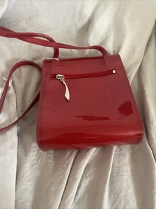 RED Beijo Bag Crossbody Buckle Bag Silver Hardware Zip Close Adj Strap - Picture 1 of 2