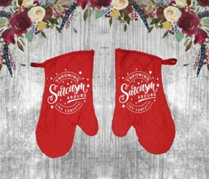 2er Set - Gesteppte Ofenhandschuhe - Rot - Sarkasmus herumwerfen wie Konfetti - Geschenk - Bild 1 von 1