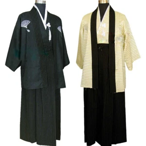 3-teiliges Herren Kimono Strickjacke Yukata Set Hakama Kleid Tradition Hose Cosplay lose - Bild 1 von 18