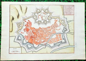 XVIII ème - Dépt 66 - Beau Plan Aquarellé de Perpignan par N. de Fer 35x24 1705 - Picture 1 of 2