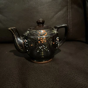 Japan Teapot  Brown/Black With Floral Designs - Picture 1 of 18