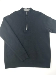 Linea Raffi Uomo Extra Fine Merino Wool 1/4 Zip Pullover Sweater Black Size XL54 - Picture 1 of 7