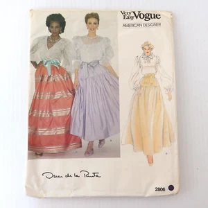 Very Easy Vogue American Designer 2806 Oscar De La Renta SZ 14 Skirt FF 80s - Picture 1 of 4