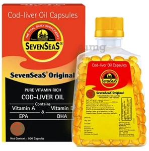 Seven Seas Cod Liver Fish Oil - 500 Capsules Vitamin A and D Omega3 - Picture 1 of 4