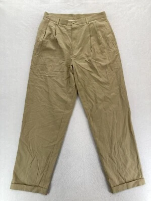 Pantalón de vestir Alexander Julian Colores para hombre 34x34 caqui plisado puños pierna recta Foto 1 de 4