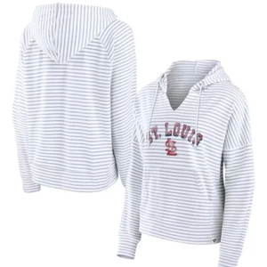 St. Louis Cardinals White Striped Arch Pullover Hoodie Women's LARGE NWT - Picture 1 of 14