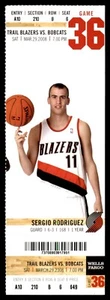 Portland Trail Blazers vs. Bobcats March 29, 2008 Ticket Stub - Sergio Rodriguez - Picture 1 of 2