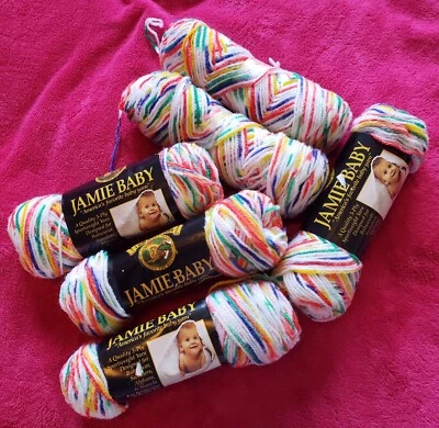 Lote 6 madejas hilo acrílico marca león Jamie Baby colorido estampado circo color #267 Foto 1 de 4