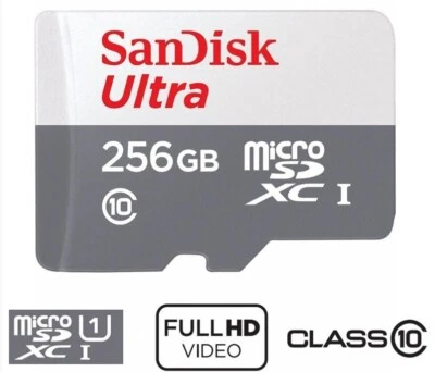 SanDisk 256GB Micro SD Memory Card Ultra Class 10 SDHC SDXC UHS-I 100MBs Full HD - Image 1 of 4