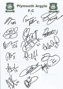 PLYMOUTH ARGYLE F.C SIGNED 2007/2008 A4 (12x8) TEAMSHEETx17+COA *TIMAR*LARRIEU* - Picture 1 of 2