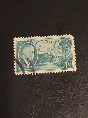 US Stamp Sc# 930 Roosevelt Hyde Park 1c 1946 Green Used - # 4169 - Image 1 of 2