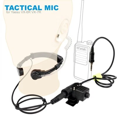 U94 PTT Neck Throat Mic Earpiece Radio Tactical Headset for YAESU  VX-6R VX-7R - Image 1 of 4