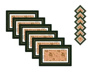 Floral Green Dining Table Mat with Coaster set US - Picture 1 of 4