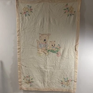 Vintage Babydecke mit Applikation und Stickerei - Bild 1 von 14