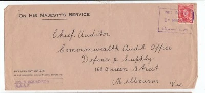 WWII Australia Military Cover with RAAF No. 5 SQN Unit Post Cancel June 1945 - Image 1 of 2