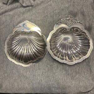 Baroque by Wallace 277 Silverplate Candy/Trinket Dish Ashtray/Shell Plate Set/2