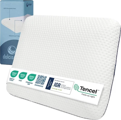 - Cuscino Memory Foam Ergonomico 60X40X10 Con Fibra Tencel – Cuscino Letto Morbi - Immagine 1 di 4