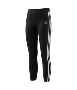 Adidas Girls Solid Glitter Stripes Casual Leggings, black, Big Kids (8-20), M/L - Picture 1 of 1