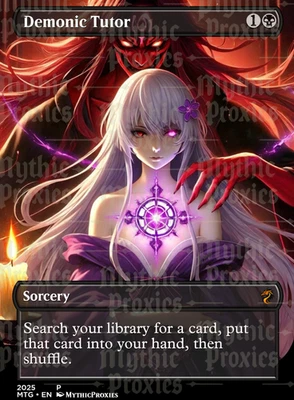 Demonic Tutor Anime Altered Art Custom Playtest Card - Image 1 of 4