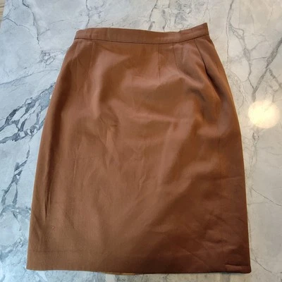 Mujer Escada Vintage Abrigo Midi Falda Talla 26 Marrón Lana Rayón  Foto 1 de 4