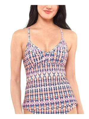 Camiseta Tankini para Mujer Jessica Simpson Rosa Cruzada Corbata Laguna Playa L Foto 1 de 4