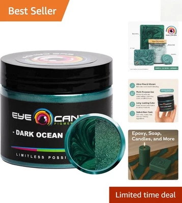 Dark Ocean Green Mica Pigment - 50g Non-Toxic Powder for Resin, Soap & Crafting - Image 1 of 4