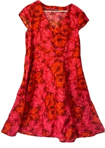 Vintage 1960’s Homemade Maxi dress Neon Orange & Pink Dress Size L - Picture 1 of 5