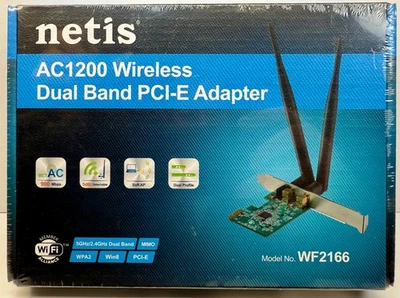Netis AC1200 Wireless Dual Band PCI-E Adapter Model WF2166 5GHz/2.4 GHz - Image 1 of 4