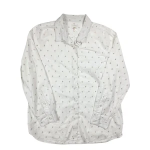 Camicia donna Garnet Hill cotone biologico Pima stella floreale con bottoni L/S taglia 12 - Foto 1 di 5