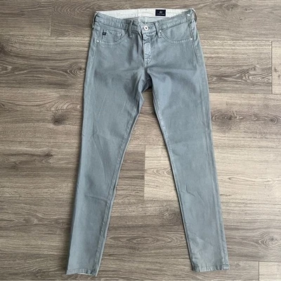 Pantalones de imitación de cuero ADRIANO GOLDSCHMIED The Legging talla 27 súper ajustados gris helado Foto 1 de 4