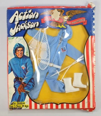 1971 Mego Action Jackson Snowmobile Outfit #1112 Figura Uniforme – Vintage Perfeito estado, na embalagem - Imagem 1 de 2