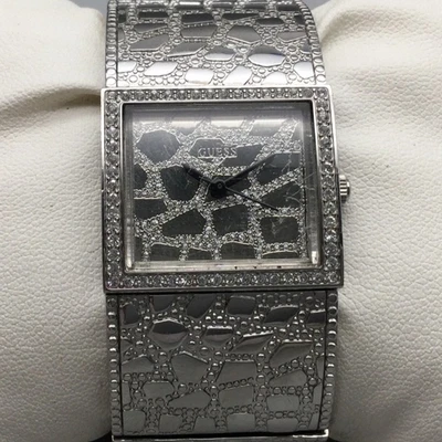 GUESS Women’s Silver Tone Crystal Bangle Watch 27mm W0229L1 Bracelet New Battery - Image 1 of 4