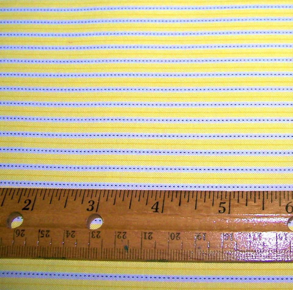 1 yard Riley Blake LEMON & WHITE STRIPES on 100% Cotton Fabric - Image 1 of 1