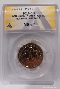Bombilla 2019-D American Innovation NJ Dollar Edison MS67 Brilliant Luster - Imagen 1 de 2