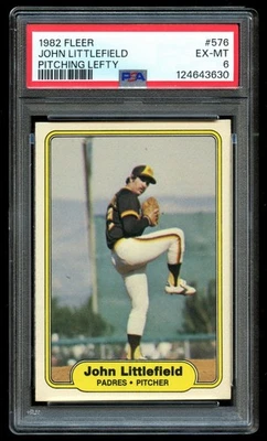 1982 Fleer #576 John Littlefield PSA 6 EX-MT Reverse Negative Ptiching Lefty - Image 1 of 2
